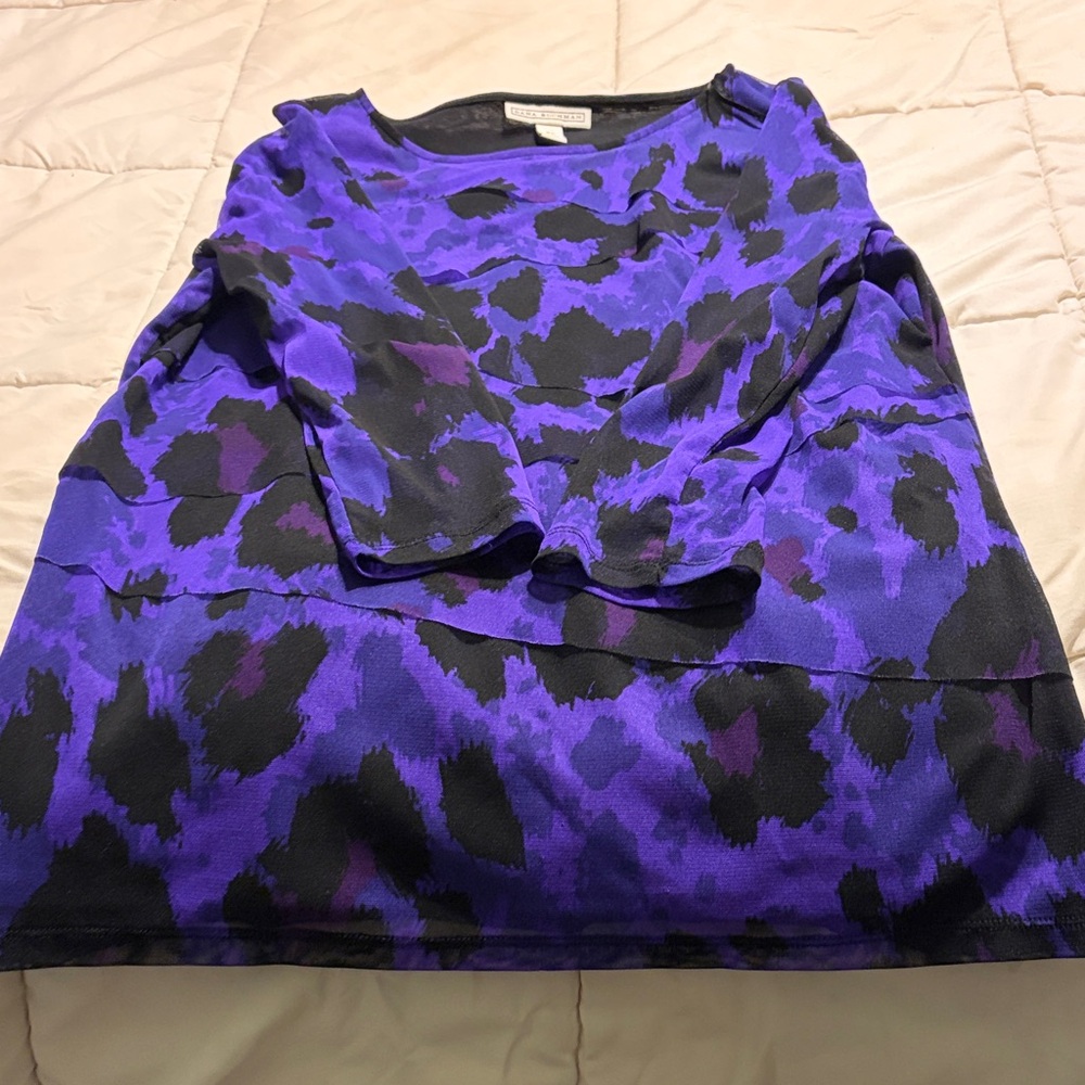 Dana Buchman Purple and Black Animal-Print Top